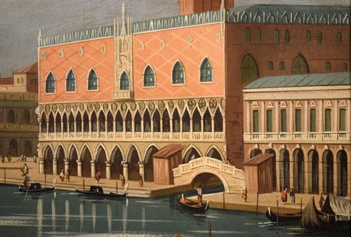 Coppia vedute di Venezia e Roma